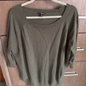 Express Olive Scoop Neck Knit Top